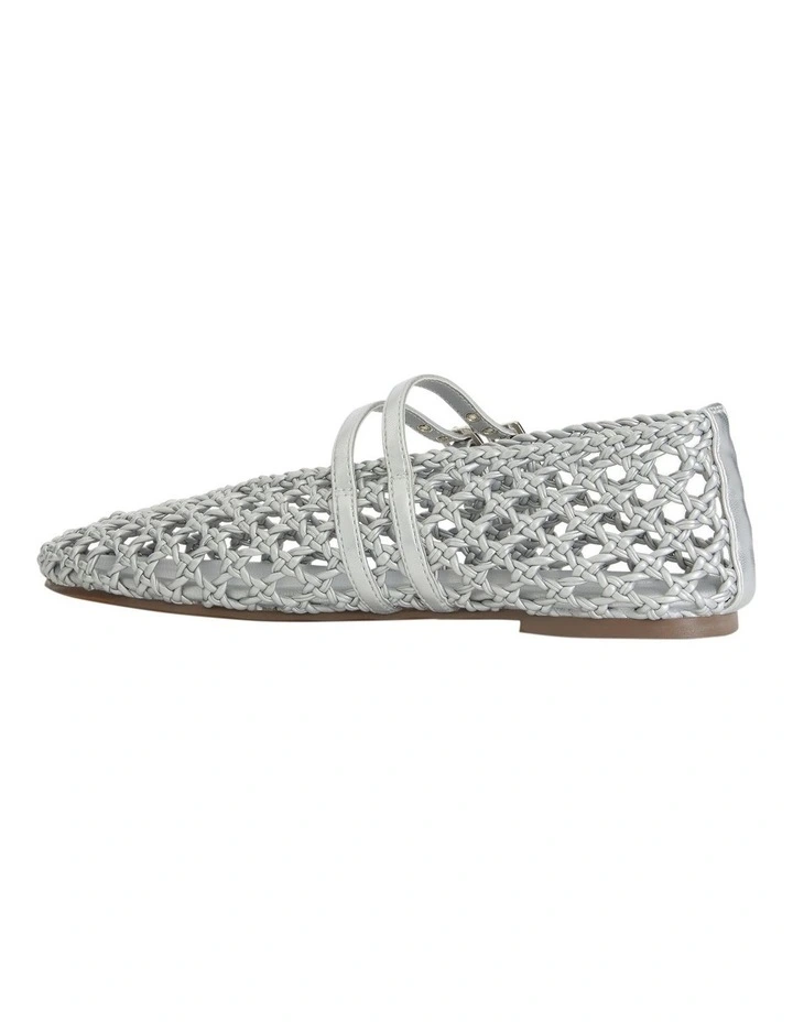 Ebony Ballet Flats in Silver Weave image 3