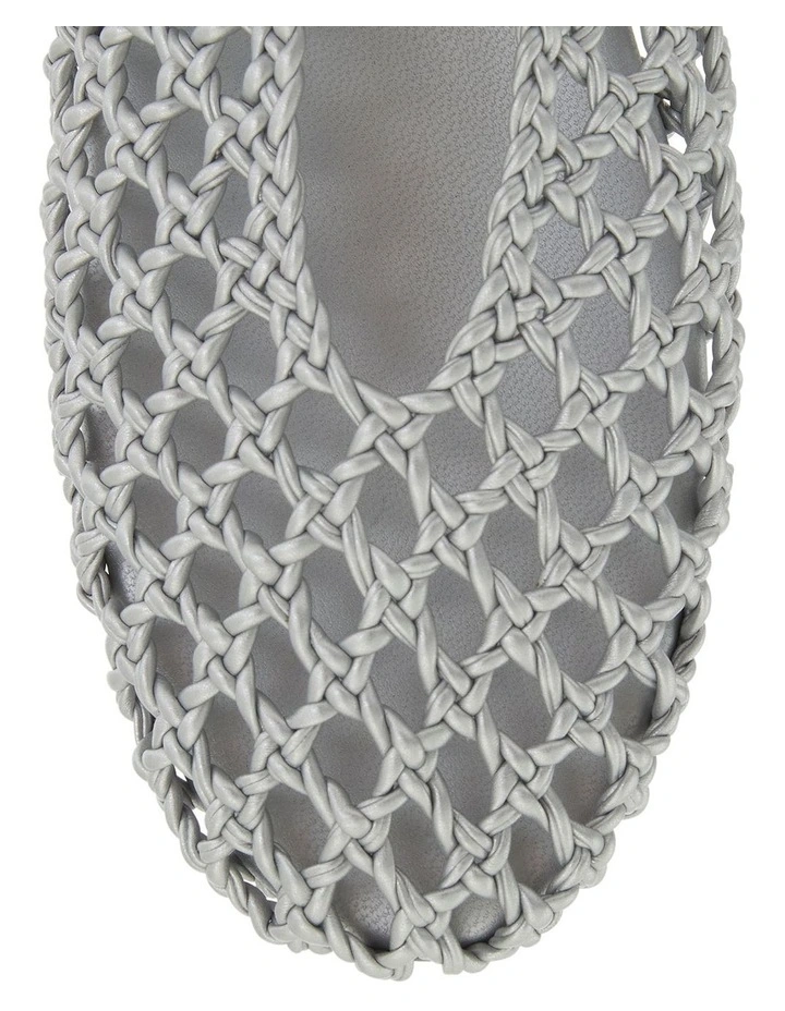 Ebony Ballet Flats in Silver Weave image 4