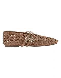 Ebony Ballet Flats in Camel Weave