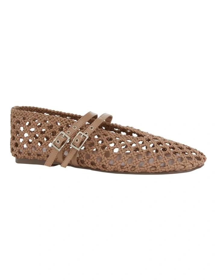 Ebony Ballet Flats in Camel Weave image 2