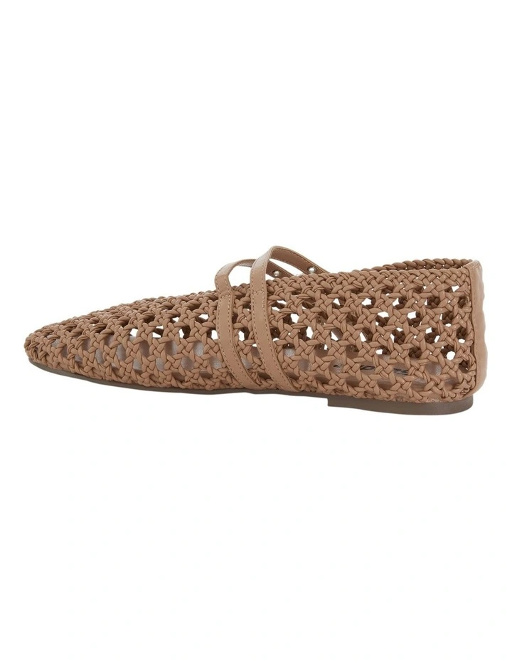 Ebony Ballet Flats in Camel Weave image 3