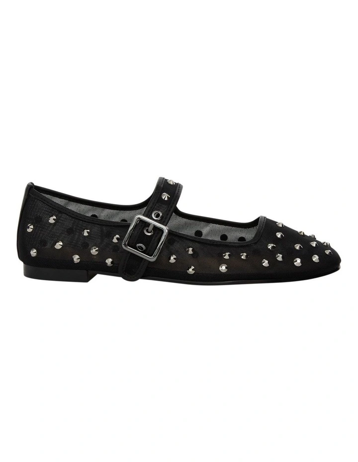 Trance Ballet Flats in Black Mesh Diamanate image 1