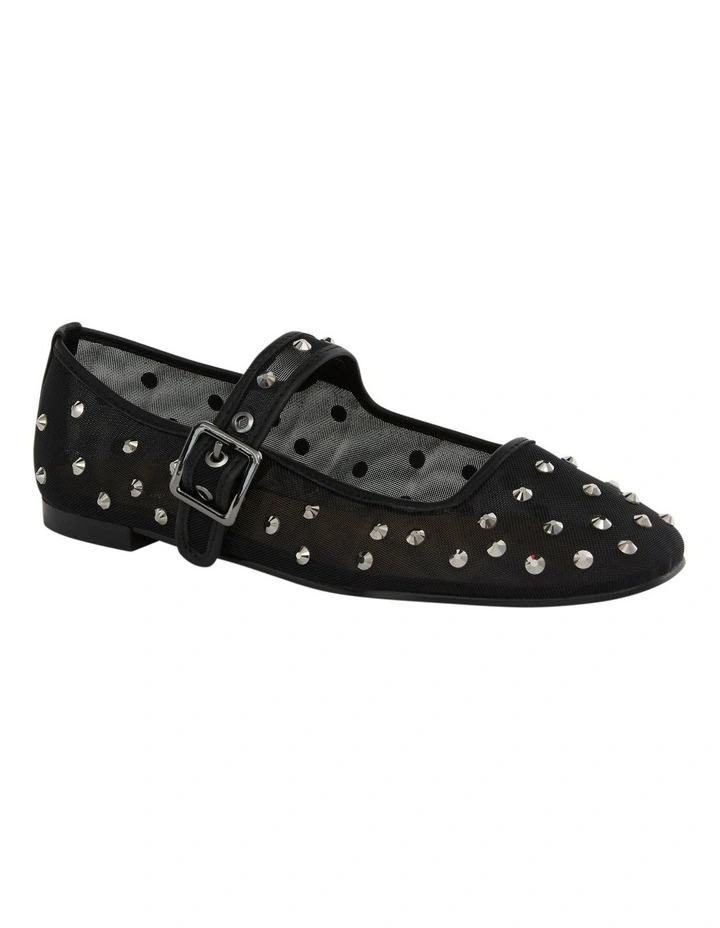 Trance Ballet Flats in Black Mesh Diamanate image 2