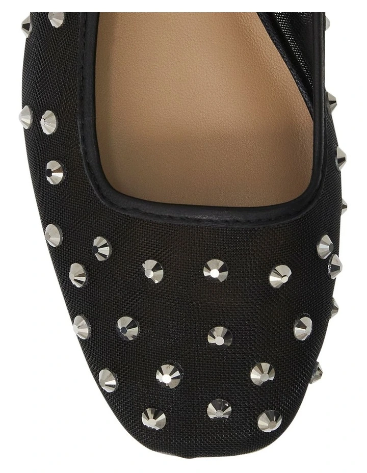 Trance Ballet Flats in Black Mesh Diamanate image 4