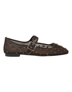 Trance Ballet Flats in Chocolate Mesh Diamanate
