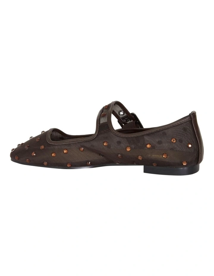 Trance Ballet Flats in Chocolate Mesh Diamanate image 3