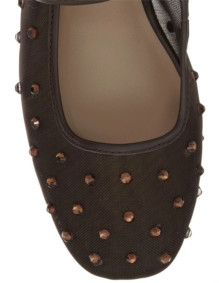 Trance Ballet Flats in Chocolate Mesh Diamanate image 4