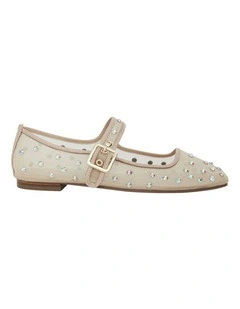 Trance Ballet Flats in Nude Mesh Diamanate