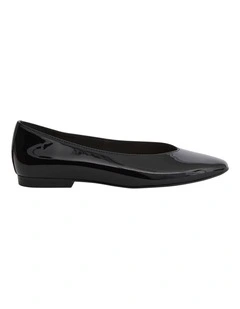 Elite Flat Shoes in Black Patent