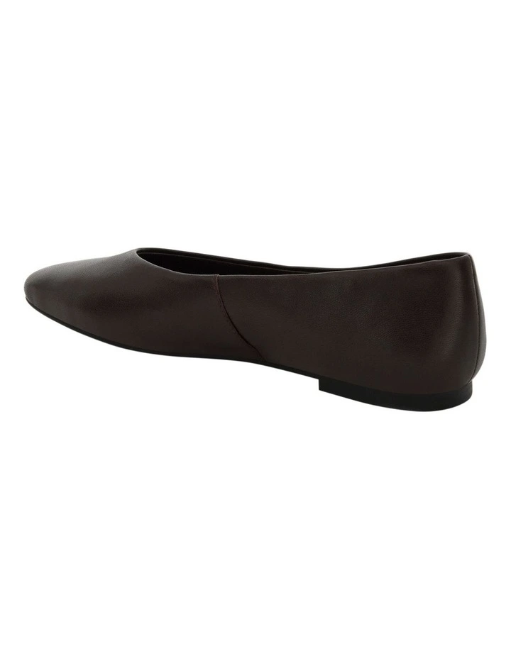 Amanda Leather Flat Shoes in Chocolate image 3