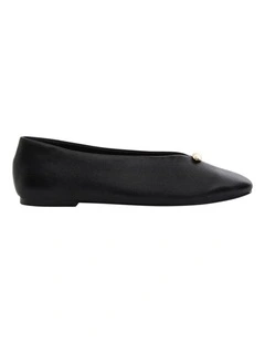Elaine Ballet Flats in Black Leather