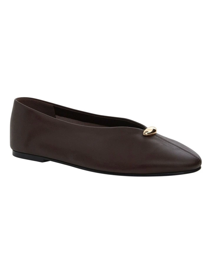 Elaine Ballet Flats in Chocolate Leather image 2
