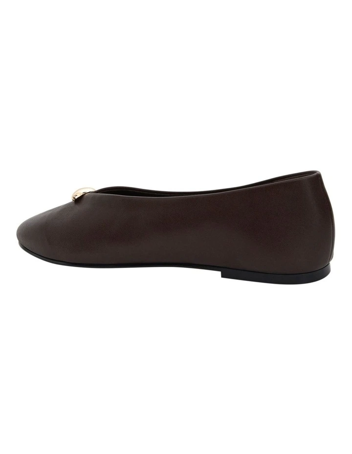 Elaine Ballet Flats in Chocolate Leather image 3