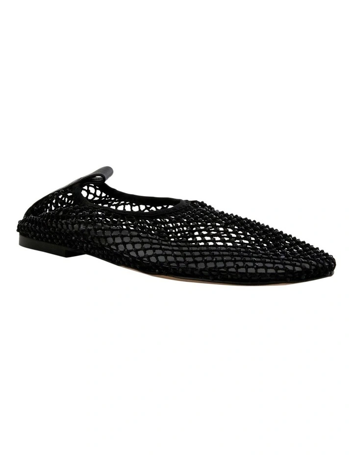 Glimmer Ballet Flats in Black Mesh Diamante image 2