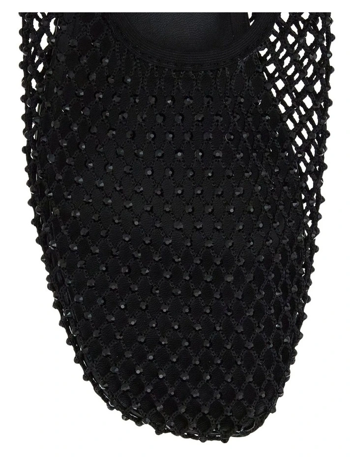 Glimmer Ballet Flats in Black Mesh Diamante image 4