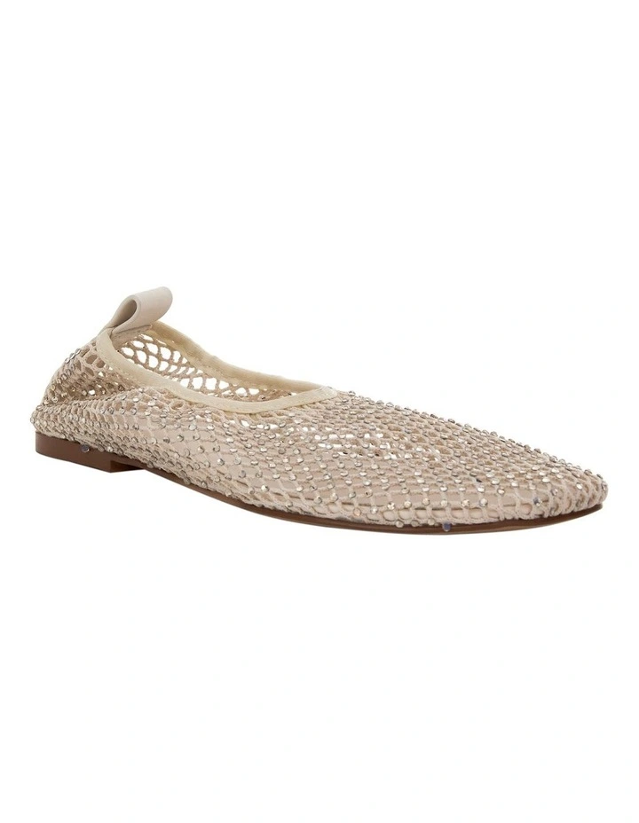 Glimmer Ballet Flats in Ivory Mesh Diamante image 2