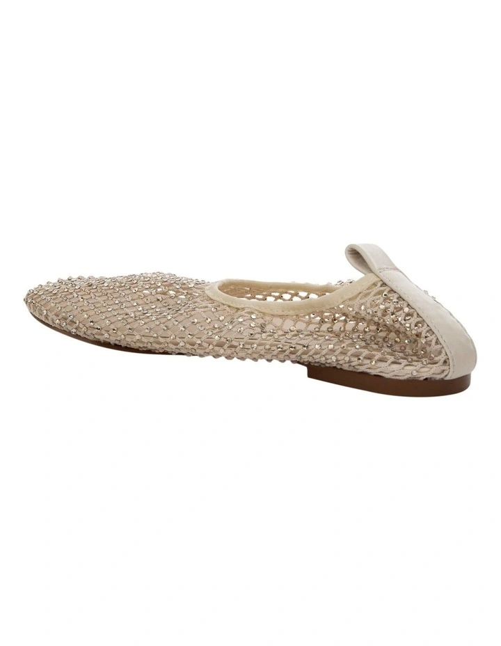 Glimmer Ballet Flats in Ivory Mesh Diamante image 3