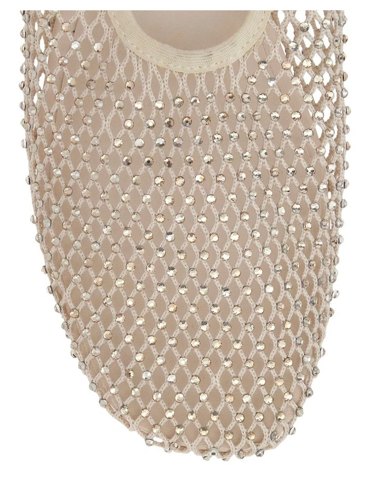 Glimmer Ballet Flats in Ivory Mesh Diamante image 4