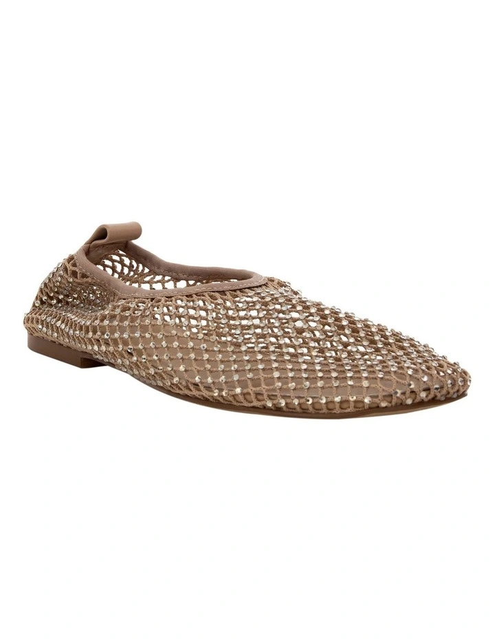 Glimmer Ballet Flats in Nude Mesh Diamante image 2