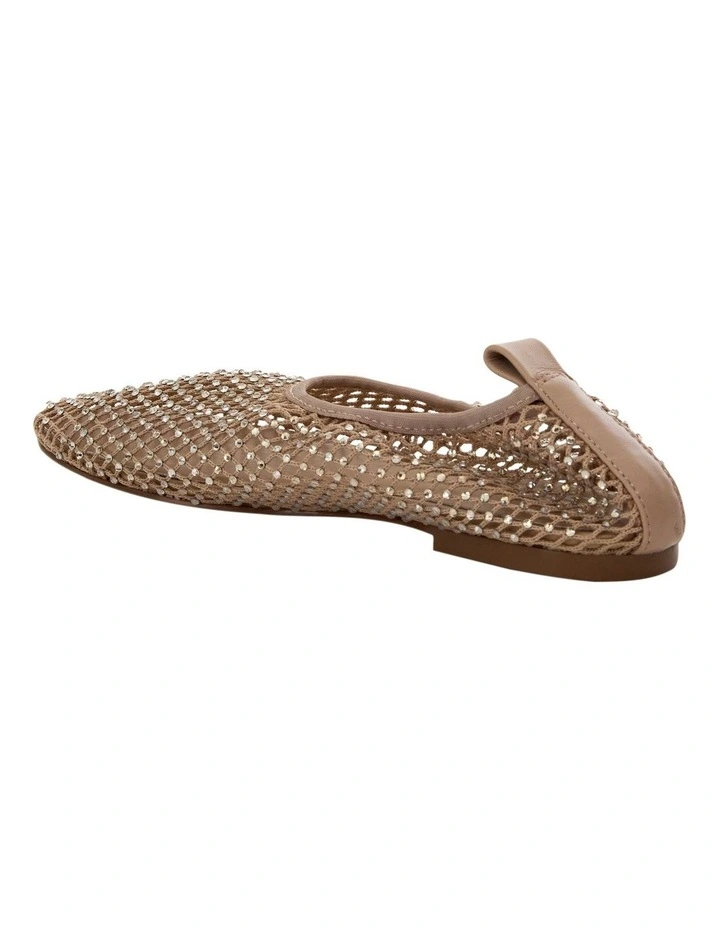 Glimmer Ballet Flats in Nude Mesh Diamante image 3