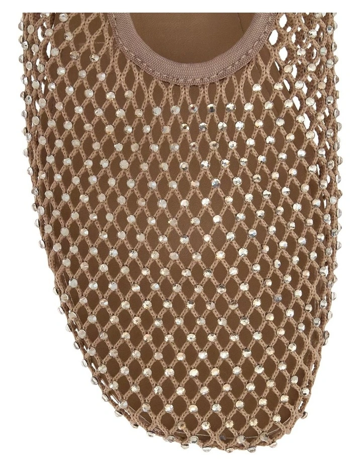 Glimmer Ballet Flats in Nude Mesh Diamante image 4