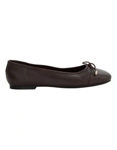 Ariel Ballet Flats in Chocolate Leather