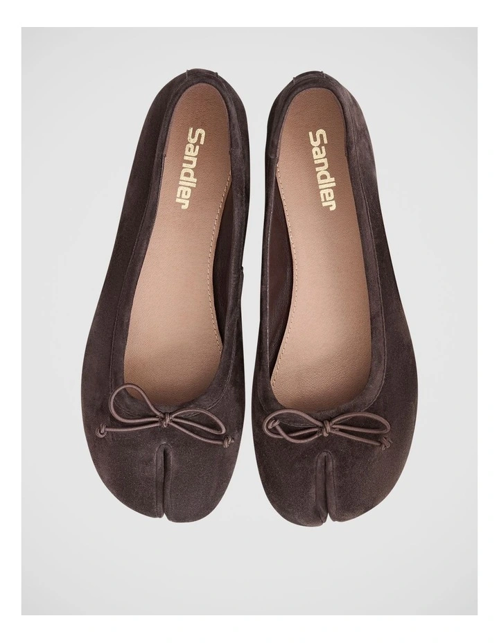 Edwina Split-toe Tabi Ballet in Chocolate Suede image 2