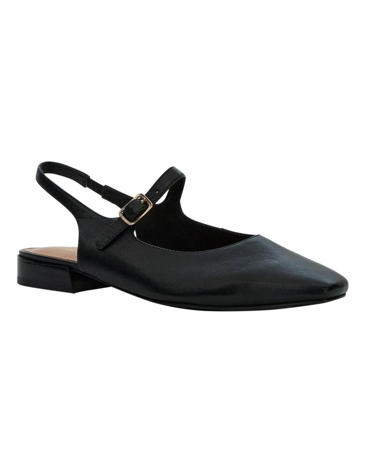 Everly Flat Shoes in Black Leather image 2