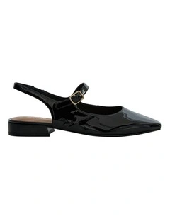 Everly Flat Shoes in Black Patent Leather