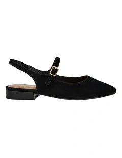 Everly Flat Shoes in Black Suede Leather