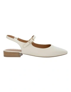 Everly Flat Shoes in Bone Leather