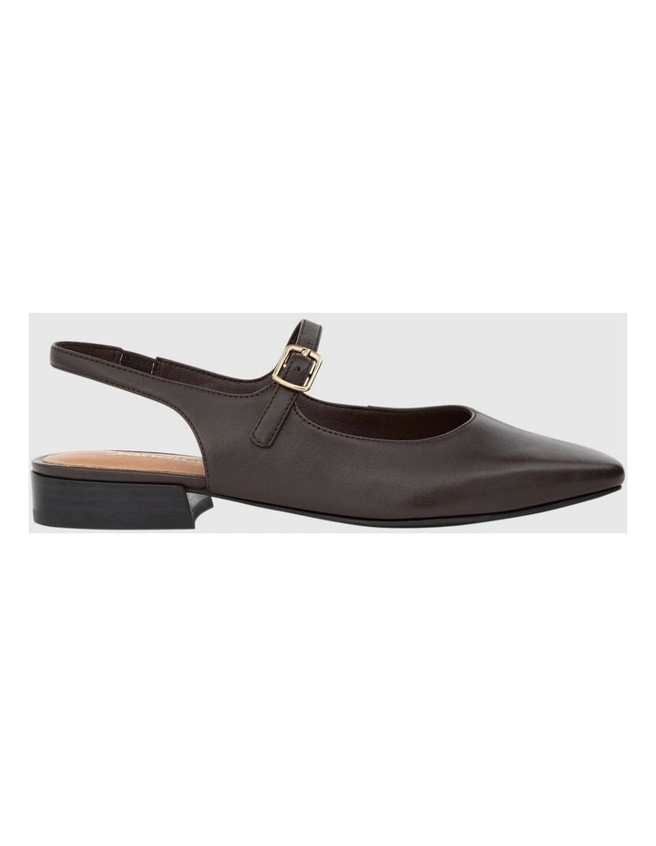 Everly Flat Shoes in Chocolate Leather image 1