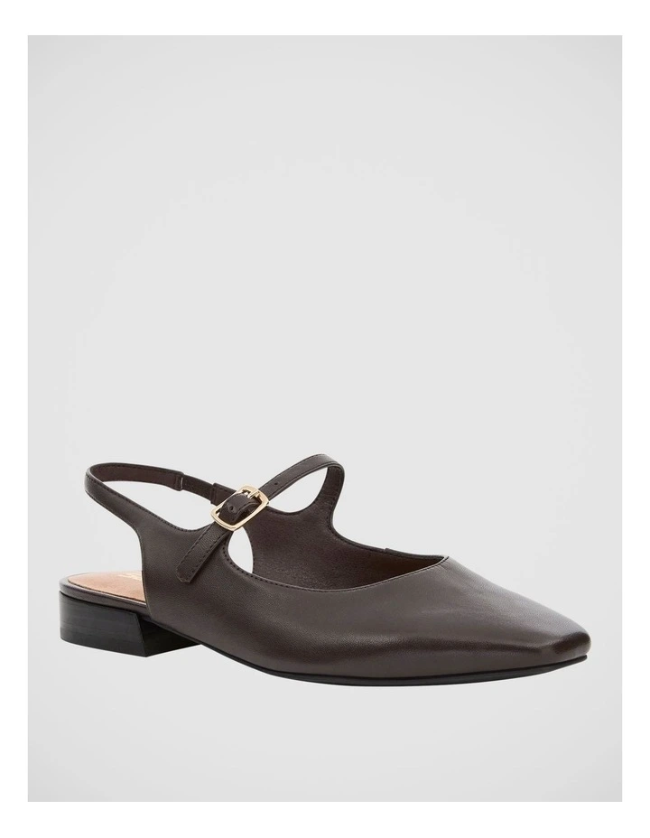 Everly Flat Shoes in Chocolate Leather image 2