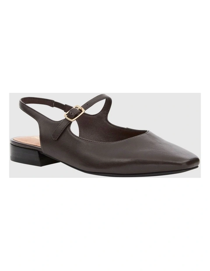 Everly Flat Shoes in Chocolate Leather image 2