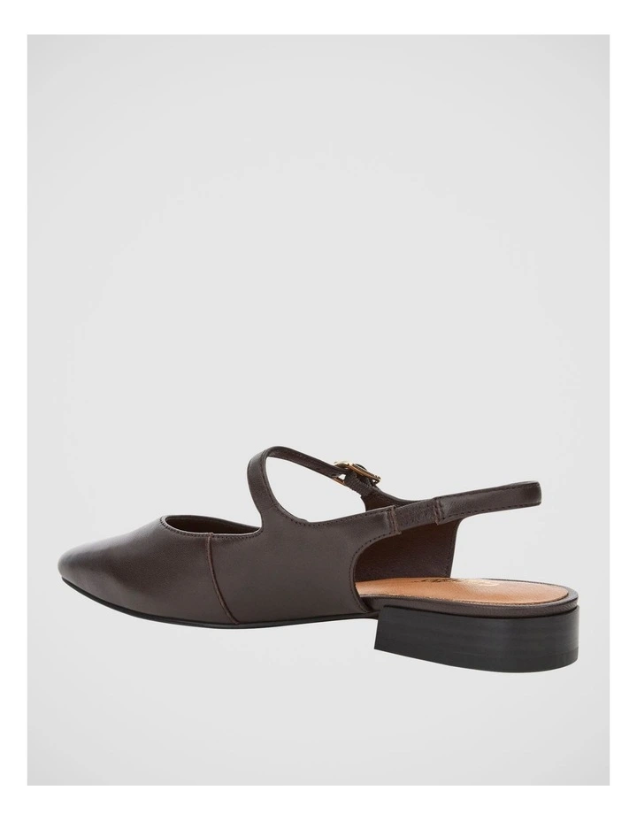 Everly Flat Shoes in Chocolate Leather image 3