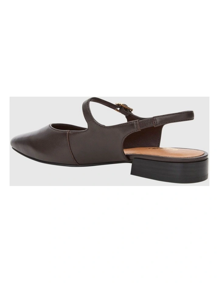 Everly Flat Shoes in Chocolate Leather image 3