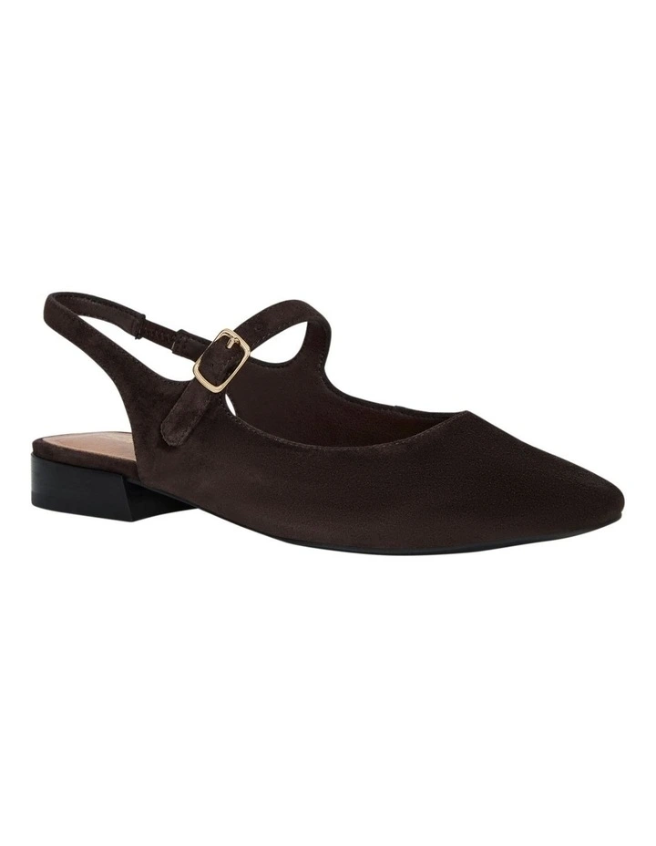 Everly Flat Shoes in Chocolate Suede Leather image 2