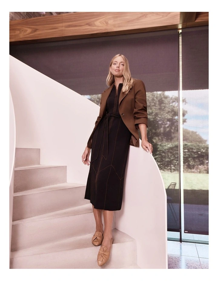 Rosco Leather Flat Shoes in Tan image 2