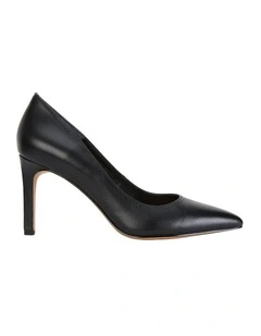 Octavia Heeled Shoes in Black Leather