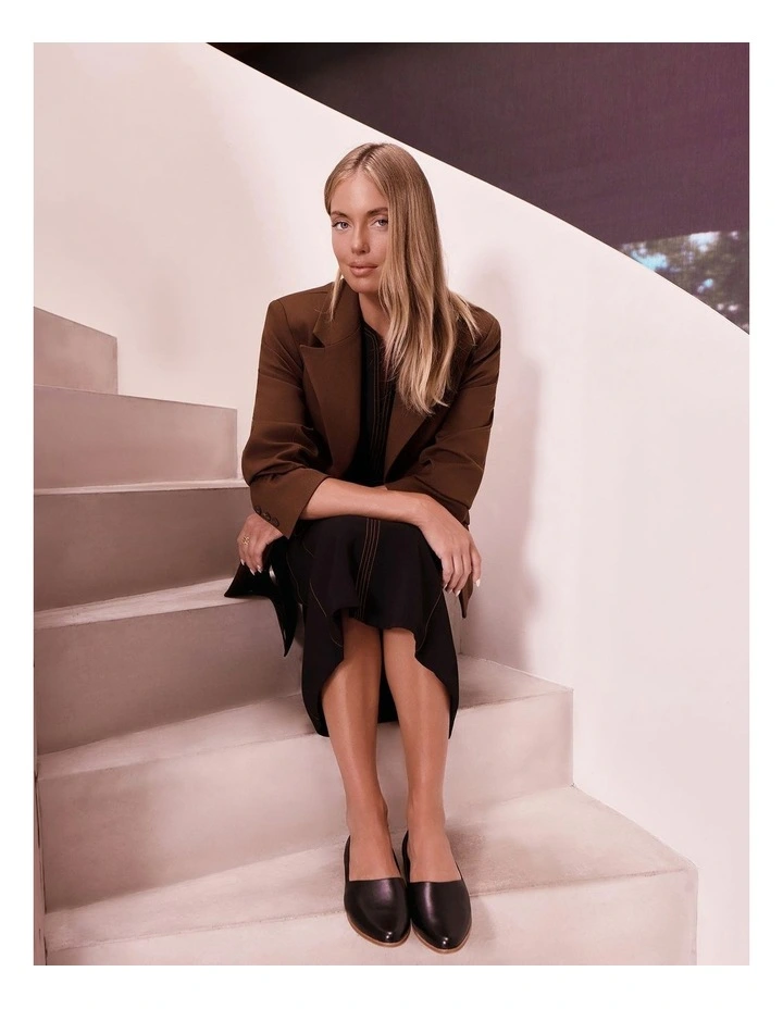 Rachael Leather Flat Shoes in Black image 2