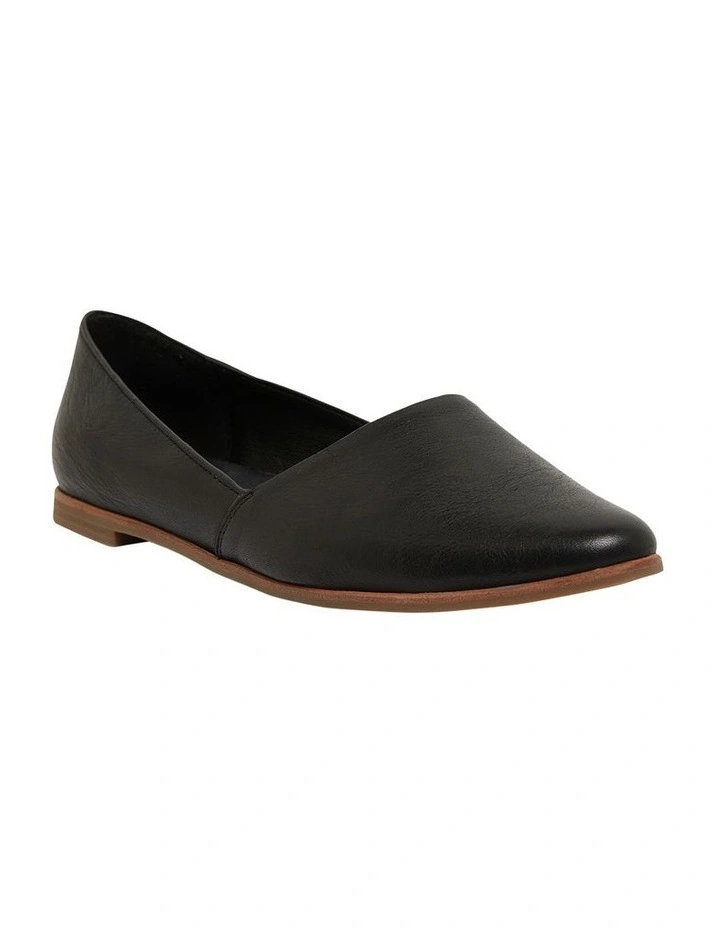 Rachael Leather Flat Shoes in Black image 3