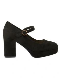 Tate Heeled Shoes in Black Micro Suede