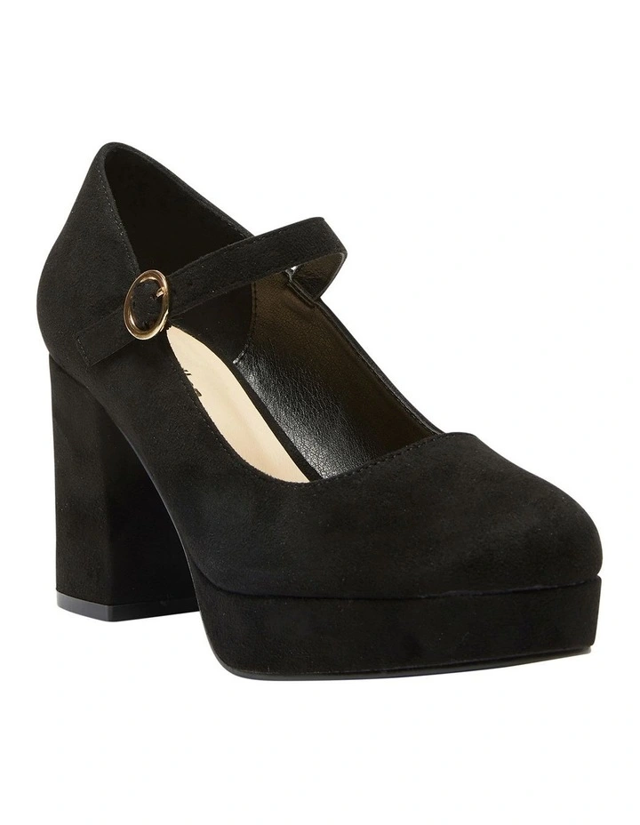 Tate Heeled Shoes in Black Micro Suede image 2
