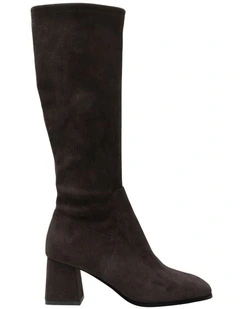 Heritage Knee Boots in Chocolate Suede Stretch