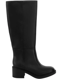 Paisley Knee Boots in Black Leather