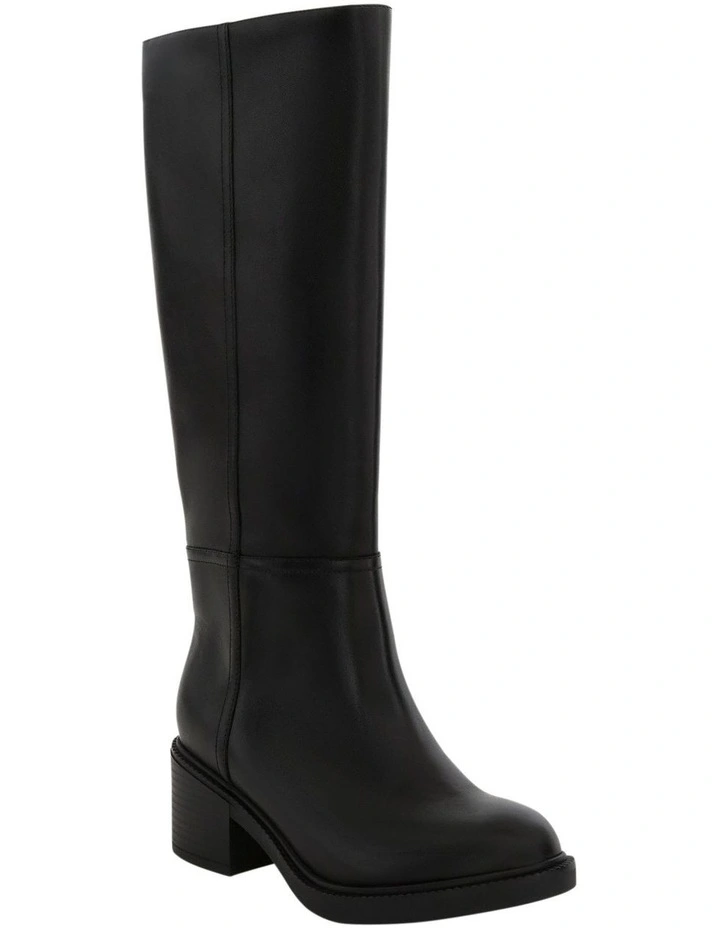 Paisley Knee Boots in Black Leather image 2