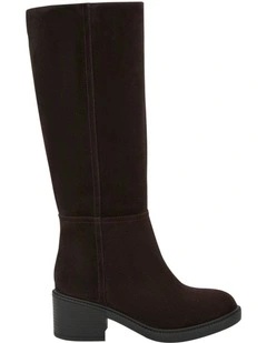 Paisley Knee Boots in Chocolate Suede