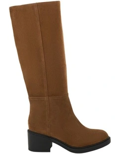 Paisley Knee Boots in Tobacco Suede