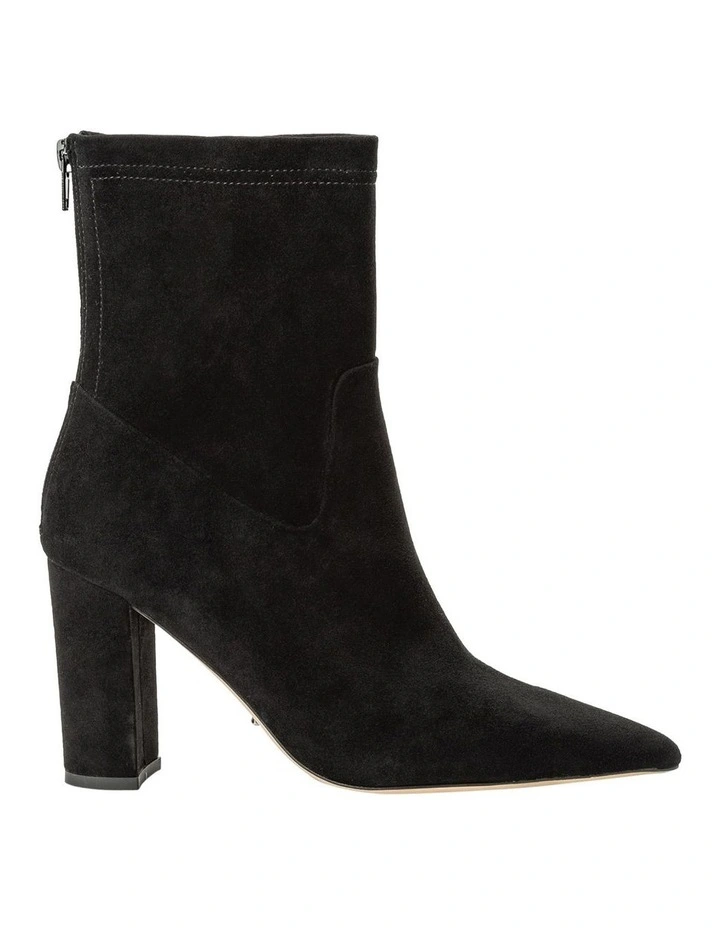 black suede pointy booties