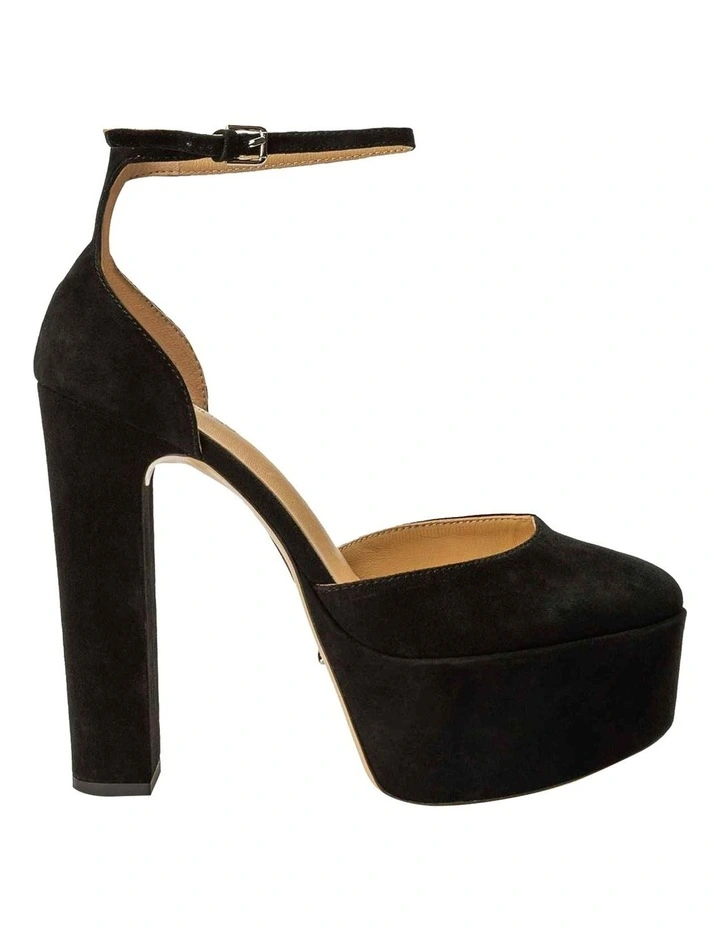 black ankle strap platform pump